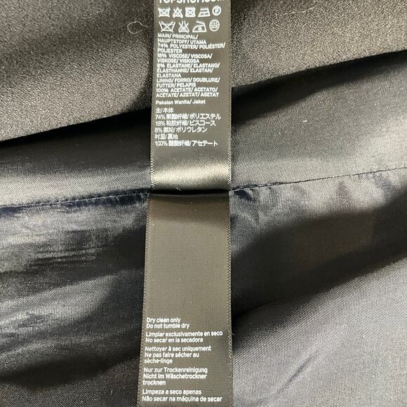 Topshop SZ 4 Black Sleeveless Blazer Dress Gold Button Double Lined Faux Pockets - Picture 10 of 10